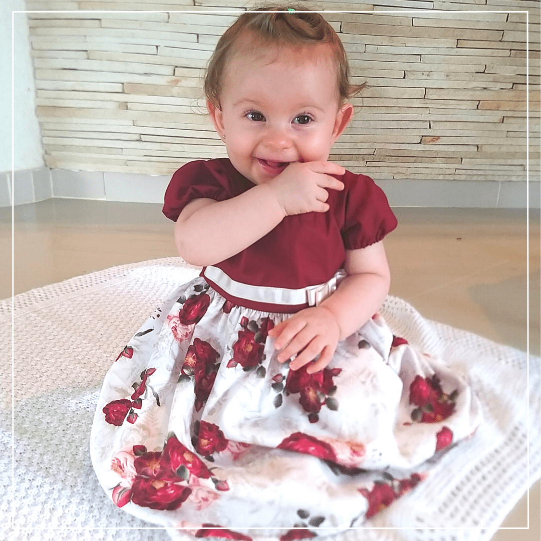 Vestido Bebê Flores de Marsala - Luka For Babies