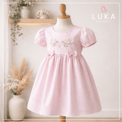 Vestido Bebê Flor de Outono Rosa