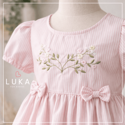 Vestido Bebê Flor de Outono Rosa