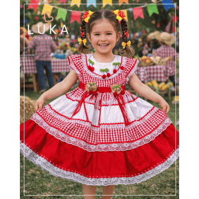 Vestido Festa Junina Cerejinhas