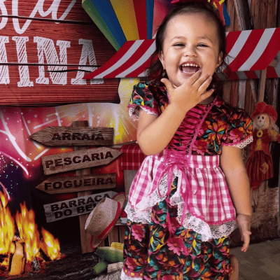Vestido Festa Junina Floral Marinho