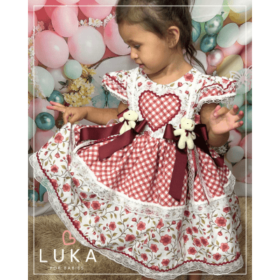 Vestido Festa Junina Rosé Flores