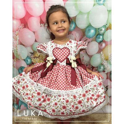 Vestido Festa Junina Rosé Flores