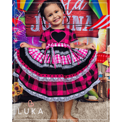 Vestido Festa Junina Xadrez Pink