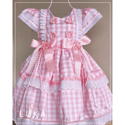 Vestido Festa Junina Xadrez Rosa