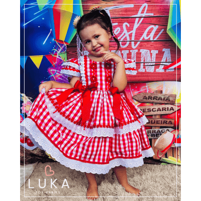 Vestido Festa Junina Xadrez Vermelho