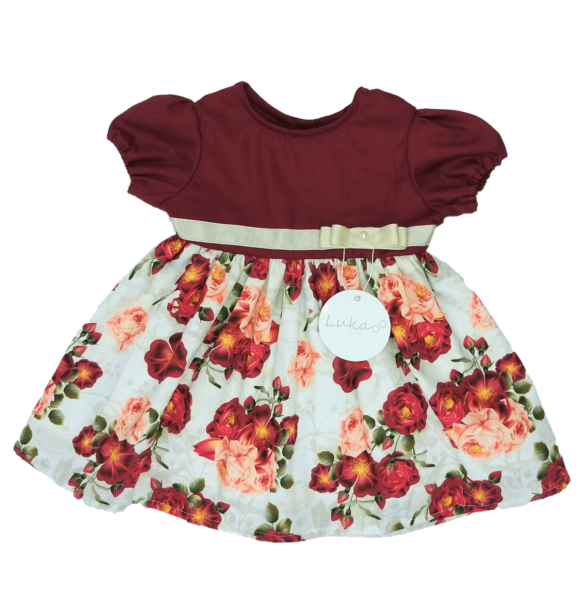 Vestido Bebê Flores de Marsala - Luka For Babies