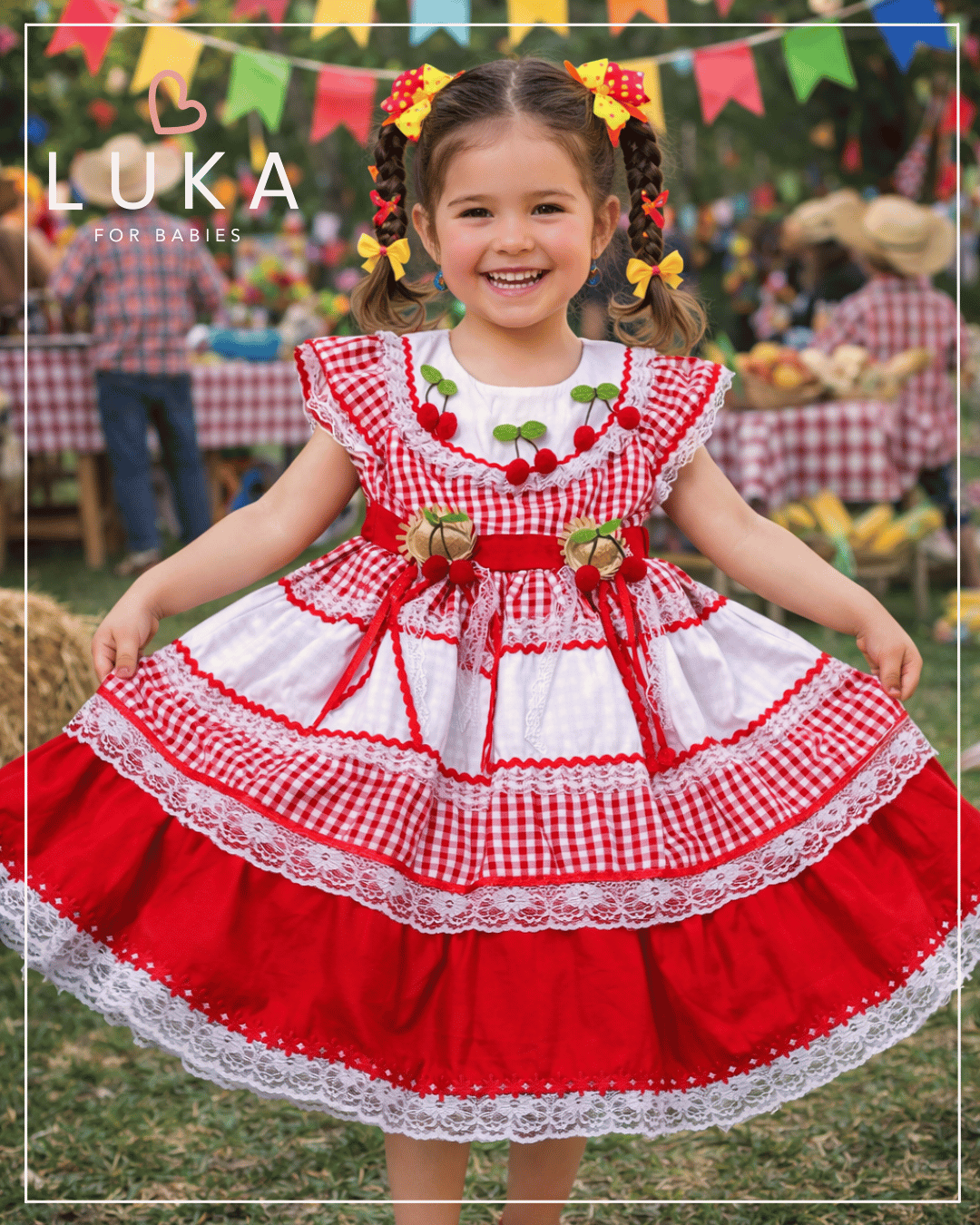 Vestido Festa Junina Cerejinhas