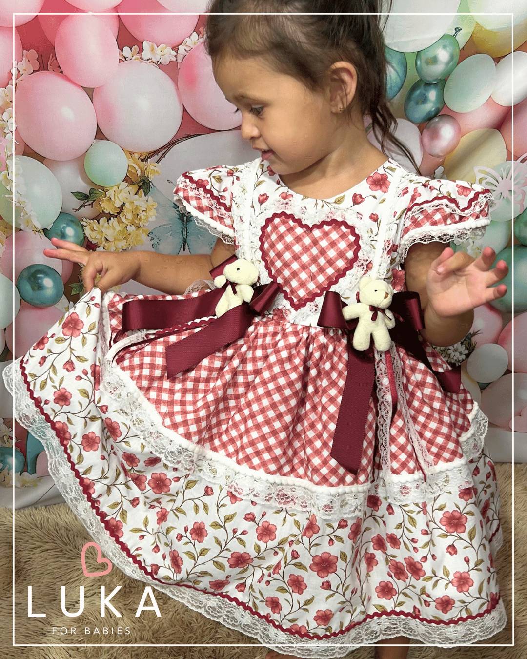 Vestido Festa Junina Rosé Flores